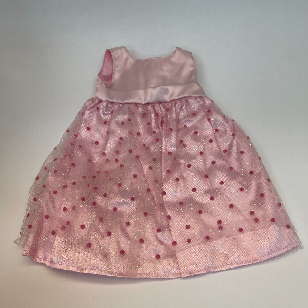 OG Dolls Battat Pink Doll Dress‎ Sleeveless Polkadots
